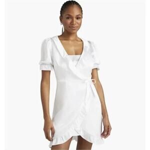 NWT Hill House Nima Silk Ruffle Robe S White